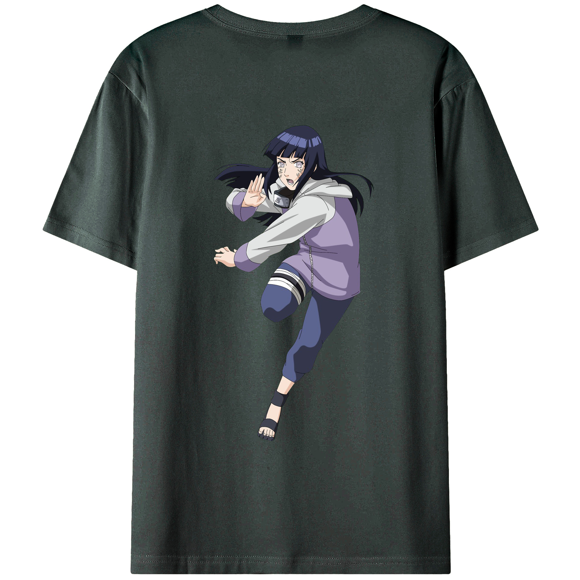 （画像用） NARUTO -ナルト- 日向ヒナタ Hyūga Hinata 綿100％ メンズ半袖Tシャツ（バックプリント） 通気性